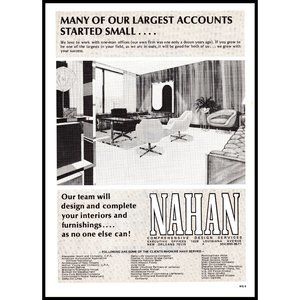 1971 Nahan Interior Design Services Vintage Print Ad MCM Midcentury Office Art